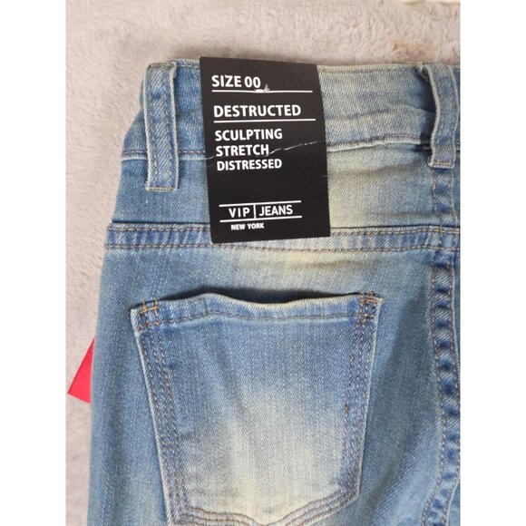 NWT VIP "Destructed Collection" Sculpting Stretch Distressed Jeans Size 00 - Picture 9 of 12